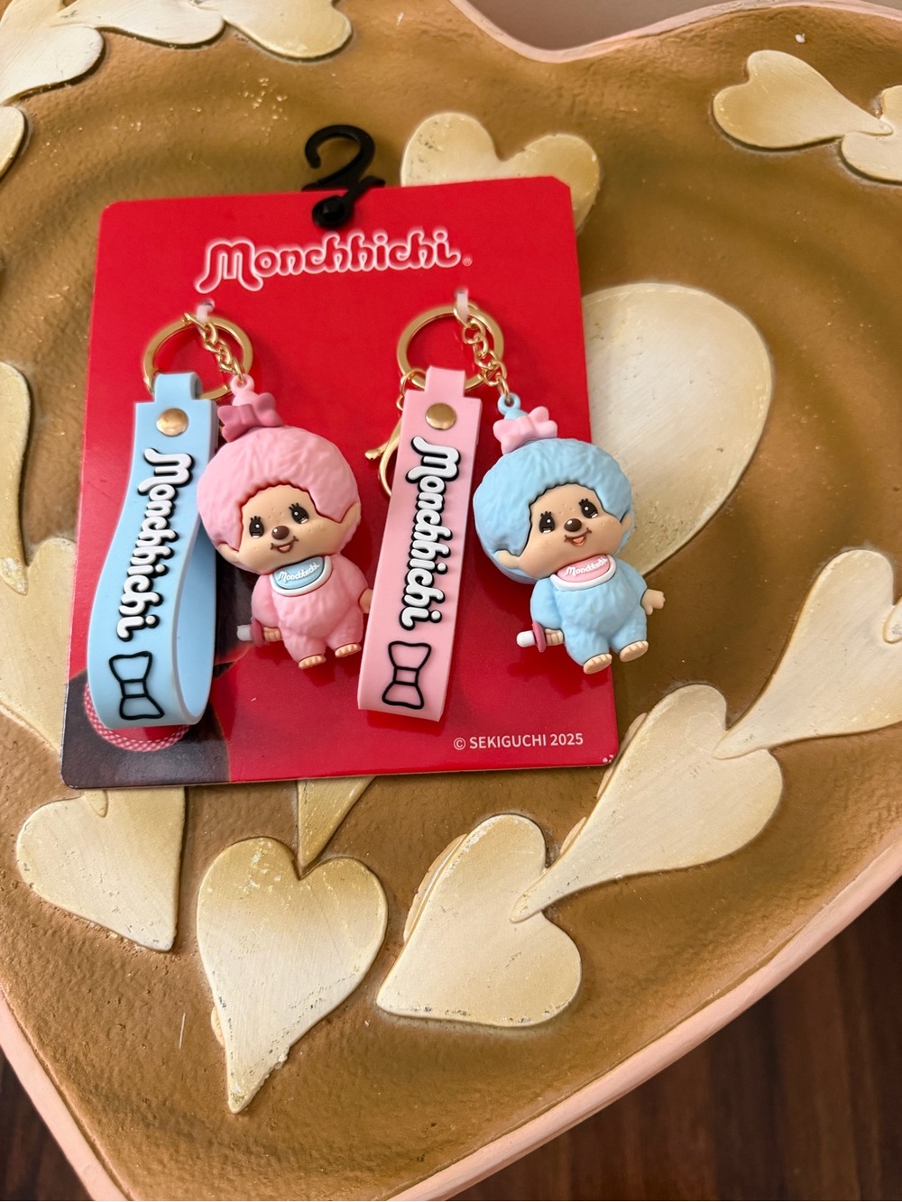 Set of 2 Pink & Blue Monchhichi Keychains